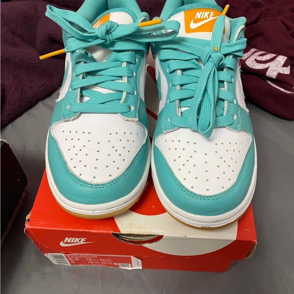 Women Dunk Low white/washed teal-kumquat size 6.5